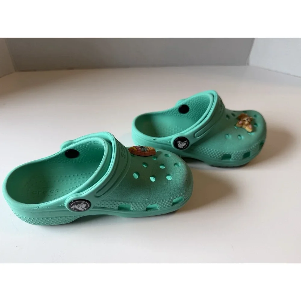 Crocs Toddler Classic Clogs Turquoise Aqua C8 Slip On Shoes Jibbitz Kids